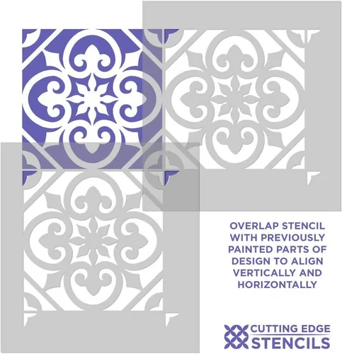 Miniatura 4 de Granada Tile Stencil - Plantillas de bricolaje para mejoras del hogar - Perfecto para pisos y salpicaduras de cocina - Diseño de azulejos de cemento