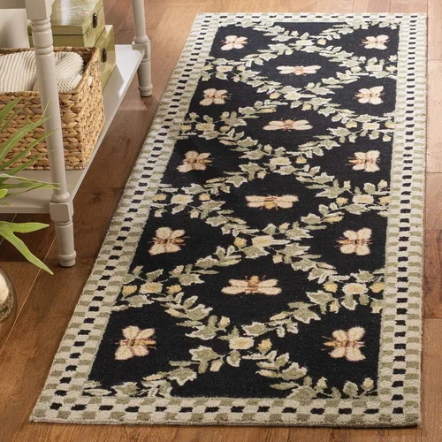 Miniatura 23 de SAFAVIEH Chelsea Collection - Alfombra decorativa de 1 pies 8 pulgadas x 2 pies 6 pulgadas, color negro, lana de campo francesa enganchada a mano