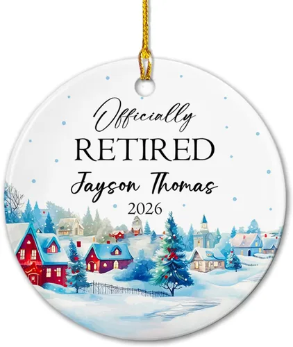Miniatura 9 de Adorno de cerámica personalizado de jubilación Navidad 2026, A Wise Man Once Said I'm Outta Here & He Lived Happily Ever After, adorno de cerámica