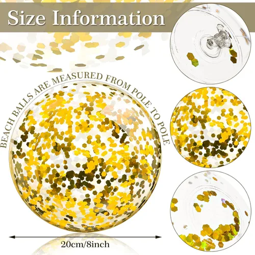 Miniatura 4 de Zhanmai 20 piezas mini bolas de playa con purpurina de 8 pulgadas a granel, inflables transparentes para piscina, playa, regalos de fiesta de verano