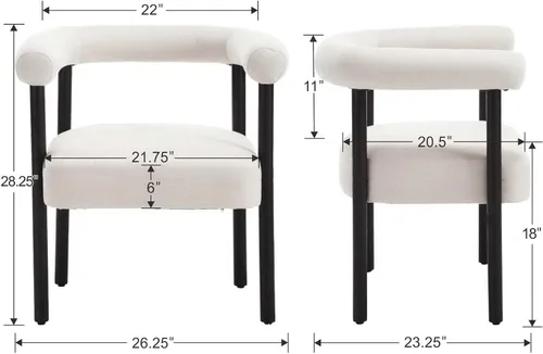 Miniatura 2 de RIVOVA Juego de 4 sillas de comedor de lino beige, sillas de cocina modernas tapizadas con respaldo curvado para comedor, sillas acento con patas