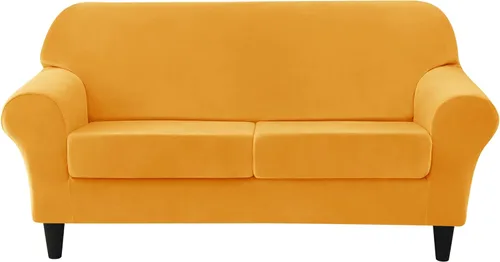 Miniatura 10 de Fundas elásticas para sofá, fundas de terciopelo grueso para sofá de 2 cojines, funda de sofá suave para sofá biplaza, protector de muebles