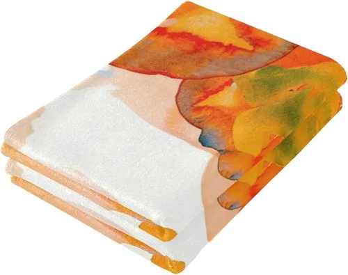 Miniatura 5 de ALAZA Juego de 2 toallas de mano con diseño de flor naranja y amapola de maíz, toallas de baño de algodón, juego de decoración para niños, 28 x 14.4