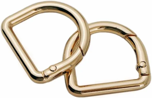 TANJUN 2 unids D hebilla semicírculo resorte broche broche gatillo resorte llavero hebilla para bolsos monederos llavero Oro