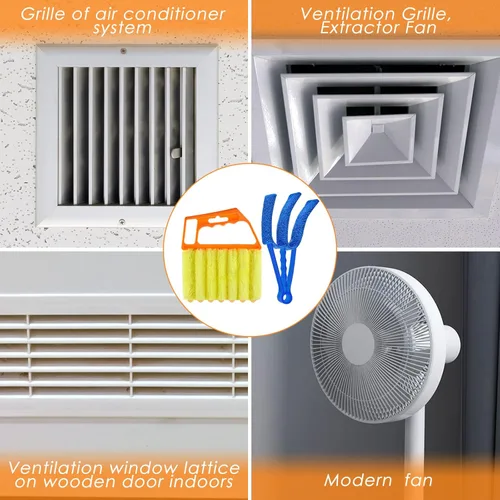 Miniatura 4 de 4 piezas de limpiador veneciano para ventanas, herramienta limpiadora de 7 dedos para persianas y obturadores, cepillo de mano para persianas