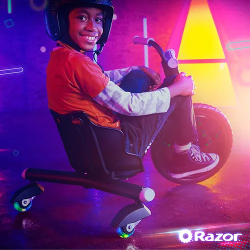 Miniatura 13 de Razor RipRider 360 Lightshow – Triciclo con ruedas traseras y con luces multicolor activadas por movimiento, triciclo de tres ruedas para derivar