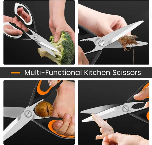 Miniatura 3 de Juego de 2 tijeras de cocina afiladas con soporte magnético, tijeras de cocina resistentes, tijeras de carne, tijeras multifuncionales de acero 2