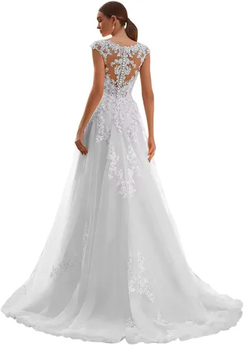Miniatura 61 de Vestido de novia formal sin tirantes con encaje, largo de sirena para mujer 2019 WD162