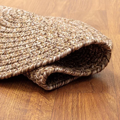 Miniatura 7 de Super Area Rugs Rustic Farmhouse Living - Alfombra trenzada reversible para interiores y exteriores, fabricada en Estados Unidos, color marrón