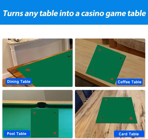 Miniatura 4 de GSE Games & Sports Expert Fieltro de mesa de juego de cartas de póquer de 40" x 40", tapete de diseño de póquer de naipes de casino para mesa