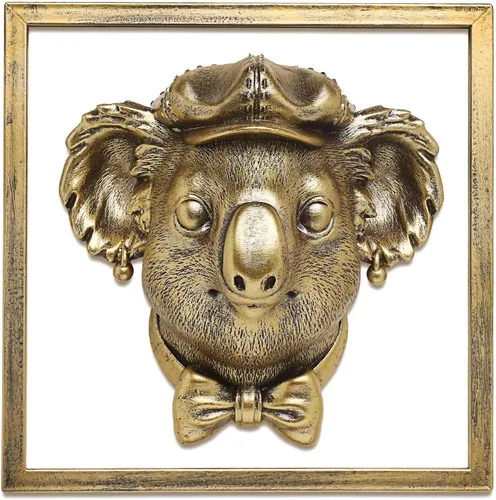 Miniatura 12 de Newinhome Paquete de 5 cabezas de animales para decoración de pared (marco de metal de regalo), esculturas de animales de resina, decoración