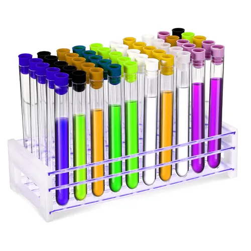 Miniatura 5 de Estante de tubo de ensayo acrílico transparente para tubos de 1.5/2/0.2 fl oz, soporte de tubo de laboratorio de 50 agujeros para tubos de ensayo