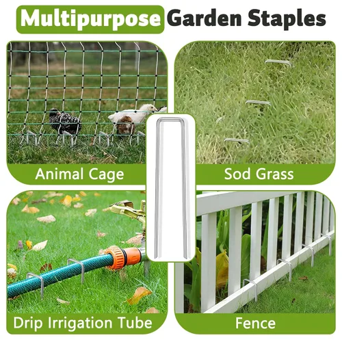 Miniatura 6 de Estacas de paisaje galvanizadas de 8 pulgadas resistentes, DUNPUTE paquete de 15 estacas de metal para jardín de 8 calibre, ideales para estacas