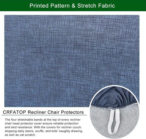 Miniatura 7 de CRFATOP Funda Estampada para Sillón Reclinable Elástica Fundas para Sillas Reclinables 4 Piezas Antideslizantes Fundas para Sofá Reclinable