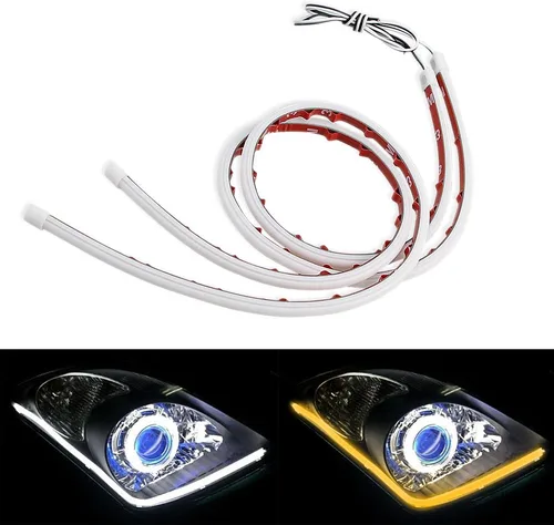 Miniatura 2 de Show Glow 2X 23 Pulgadas Luz LED de Tubo de Doble Color Blanco-Ámbar para Faros de Coche, Luz DRL de Marcha Diurna y Lámpara de Señal de Giro, 60CM