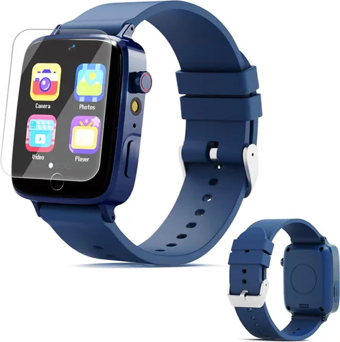 Reloj inteligente para niños con 26 juegos de rompecabezas, reloj para niños con pantalla táctil HD, cámara, reproductor de música, reloj Azul