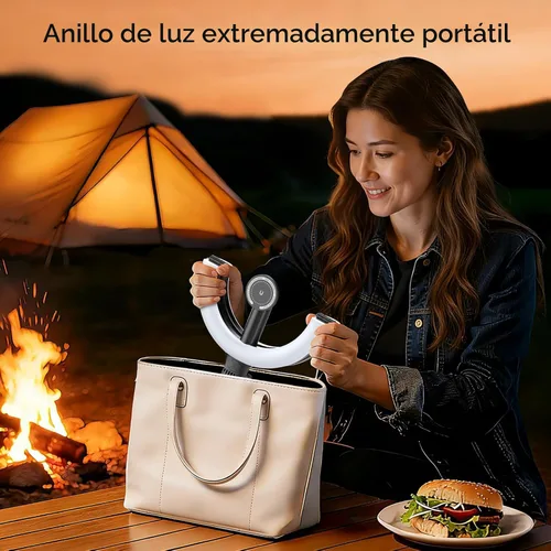 Miniatura 9 de Anillo de luz magnético de 10.2 pulgadas con trípode de 64 pulgadas para iPhone Mag Safe, anillo de luz recargable de 5000 mAh con soporte, trípode