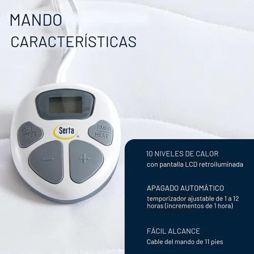 Miniatura 5 de Serta Almohadilla de colchón con calefacción Twin XL - Bolsillos profundos, 10 configuraciones de calor, apagado automático, certificado ETL