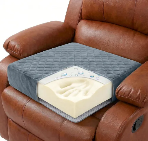 Miniatura 9 de Cojín de asiento para silla reclinable de espuma viscoelástica de 20 x 20 x 3 pulgadas para sentarse durante mucho tiempo, almohadilla para sillón
