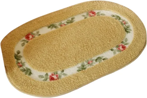Miniatura 10 de Tapete de estilo rural con diseño floral, suave, antideslizante, bordado, ovalado, tapete para baño, ducha, dormitorio, sala de estar