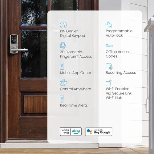 Miniatura 9 de Lockly Secure Pro Smart Lock Wi-Fi, Cerradura de puerta con teclado digital de entrada sin llave, Sensor biométrico de huellas dactilares 3D