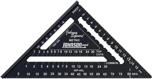 Miniatura 9 de Johnson Level & Tool 1904-0700V 7-1/4 pulgadas Johnny Square® MACH-1™ Smart Mark™ Rafter Square con vial nivel, negro
