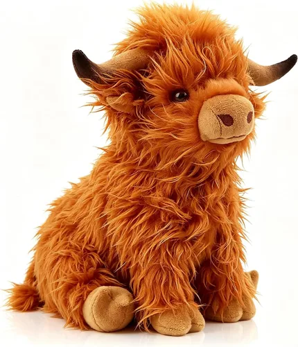 Miniatura 9 de Juguete de peluche de vaca de las Highland, lindo peluche esponjoso de vaca de las tierras altas, peluche de vaca de granja, regalos de decoración