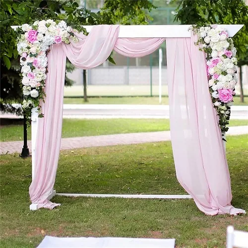 Miniatura 2 de Firlar Cortinas de arco de boda, cortina de telón de fondo transparente rosa de 18 pies, cortina de tela de gasa transparente, paneles drapeados