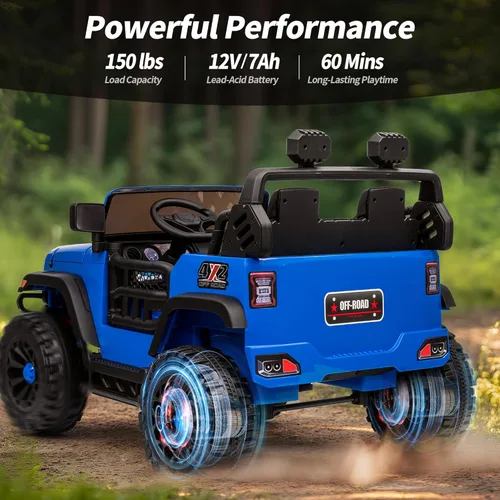 Miniatura 3 de Hikiddo - Camioneta de juguete eléctrica de 2 plazas, 12 V para niños mayores de 3 a 8 años con control remoto - Azul