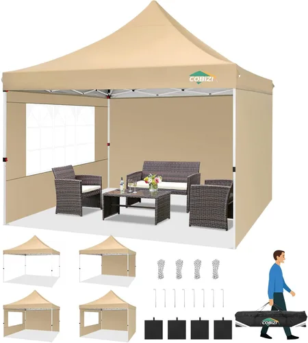 Miniatura 20 de COBIZI Canopy Tienda de campaña desplegable de 10 x 20 pies con 6 paredes laterales, toldo comercial impermeable, glorieta instantánea