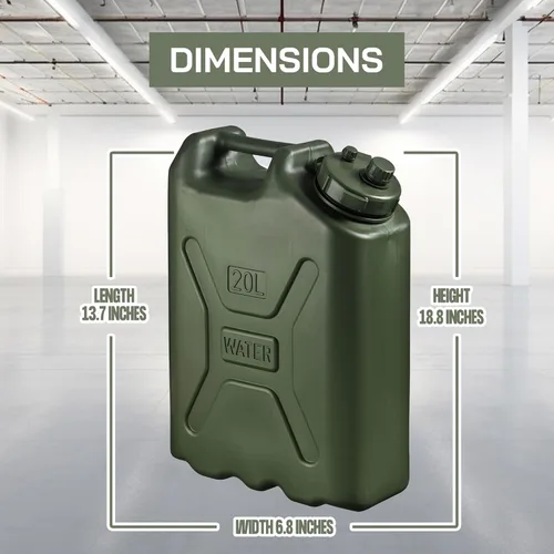 Miniatura 3 de Scepter Paquete de 10 recipientes de agua portátiles de estilo militar para acampar y al aire libre, 5 galones, color verde, dispensador de bebidas