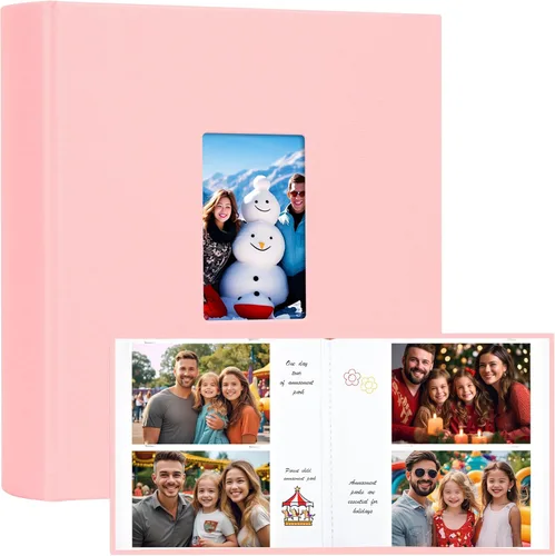 Miniatura 10 de Álbum de fotos de 600 bolsillos 4x6 con espacio para escribir, álbum de fotos de gran capacidad 4x6 que contiene 600 fotos horizontales y Beige