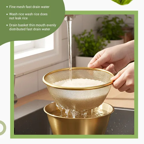 Miniatura 6 de Baderke 2 mini coladores y coladores de alimentos de acero inoxidable 304, coladores pequeños para mezclar, colador de arroz para cocina, cocina