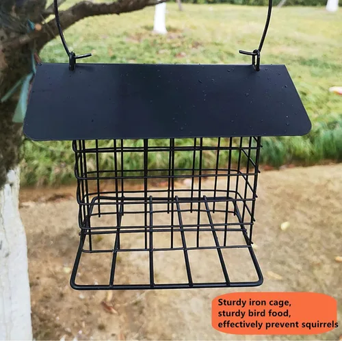 Miniatura 6 de Comedero para pájaros en sebo mejorado, a prueba de lluvia, para colgar al aire libre, para uso con pasteles de sebo, pasteles de semillas, pasteles