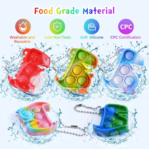 Miniatura 3 de Regalos de fiesta de dinosaurios, llaveros de dinosaurio para niños, recuerdos de fiesta, juguetes fidget a granel, paquete de 30 mini llaveros
