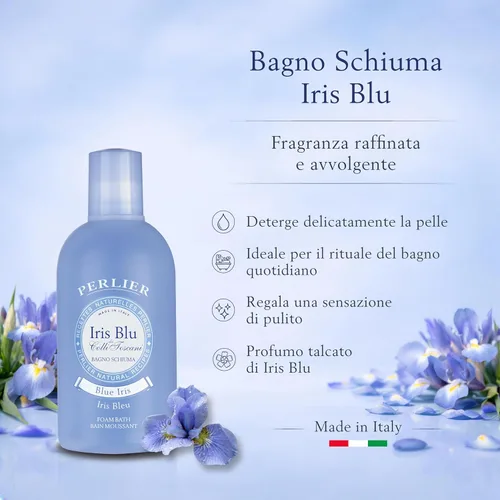 Miniatura 2 de Perlier Blue Iris - Baño de espuma natural y calmante para mujeres y hombres, fórmula rica en espuma que proporciona hidratación profunda e