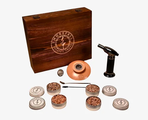 Smokefall Set de regalo para ahumar cócteles e infundir whisky, bourbon, whisky, whisky, otros licores o cócteles con sabor a humo. Gran regalo para