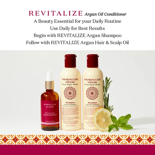 Miniatura 5 de Moroccan Elixir Acondicionador revitalize de aceite de argán para cabello seco, dañado, teñido y sin sulfatos, parabenos y silicona, acondicionador