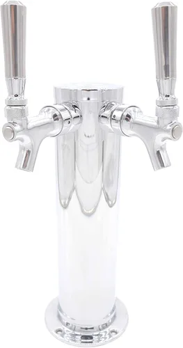 Miniatura 5 de K&B - Torre Kegerator de cerveza de doble grifo de 3 pulgadas, personalizable (grifo cromado, mango de grifo de acero inoxidable)