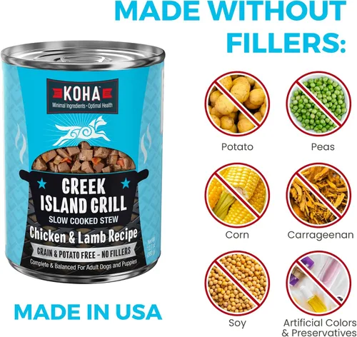 Miniatura 4 de KOHA Greek Island - Estofado a la parrilla para perros con pollo y cordero, comida húmeda para perros con alto contenido de proteínas, latas de 12.7