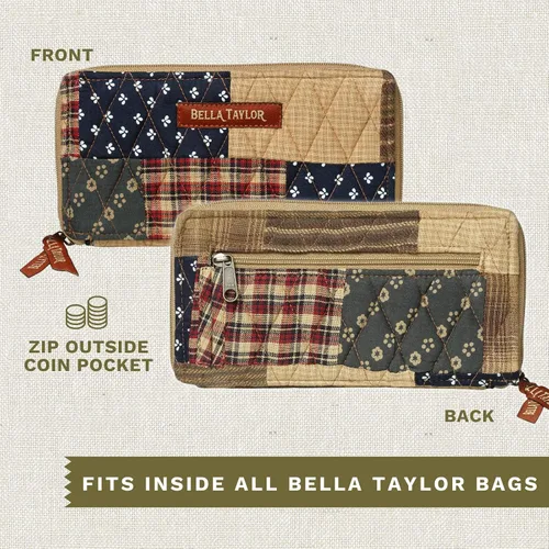 Miniatura 5 de Bella Taylor Cartera delgada para mujer Cartera con cremallera y protección RFID, Parche primitivo, Patchwork