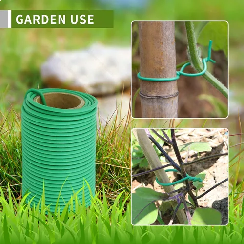 Miniatura 2 de Brida de alambre flexible para jardín, lazos suaves para plantas, soporte para plantas para apoyar y fijar ramas de plantación de jardín, Verde