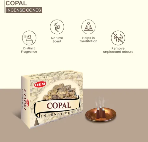 Miniatura 4 de HEM Copal - Conos de incienso – Paquete de 120 conos (10 cajas) – Aroma natural de larga duración para aromaterapia, limpieza, alivio del estrés