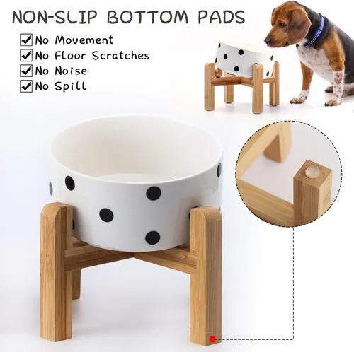 Miniatura 2 de Petygooing Tazón elevado/relevado de cerámica para perros de 15° inclinado para razas pequeñas y medianas, tazón antideslizante inclinado para Punto