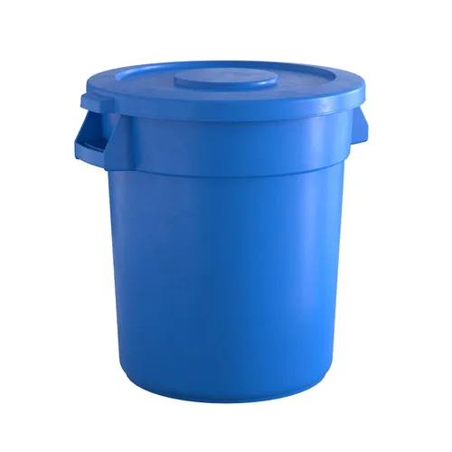 Miniatura 31 de Bote de basura comercial redondo gris de 32 galones con tapa y carrito