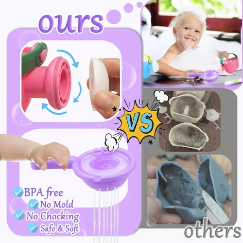 Miniatura 4 de Juguetes de baño para bebés de 1 a 3 años, 3 piezas, juguetes de piscina para niños de 1 a 3, 2 a 4 años, lata de agua, piscina, mesa de agua