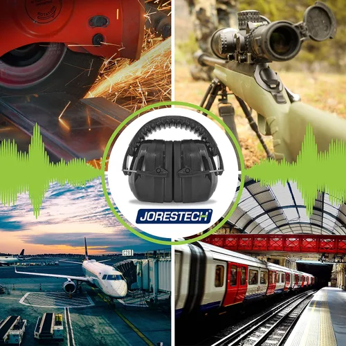Miniatura 4 de JORESTECH Orejeras de seguridad, ANSI NRR 27dB, CE SNR 31dB, diadema ajustable protección auditiva (EM-502)
