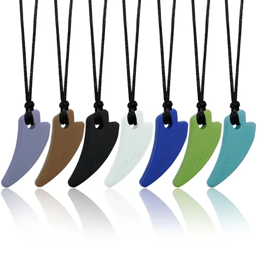 Collares masticables para niños sensoriales, paquete de 7 collares sensoriales para masticar para niños y niñas con autismo, TDAH, SPD, masticar,