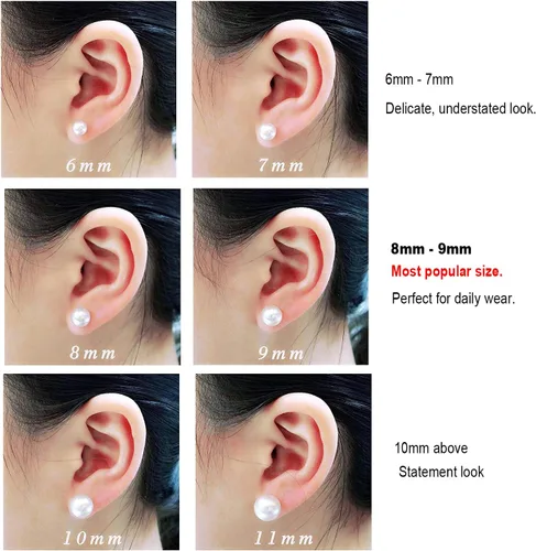 Miniatura 4 de JORA Aretes redondos de oro de 14 quilates con perlas cultivadas de agua dulce blanca para mujer, calidad AAAA