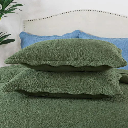 Miniatura 267 de HoneiLife - Juego de colcha de tamaño Queen, juego de ropa de cama de pana bordada de 3 piezas, colcha de lujo, ligera, cálida, para todas las Pana